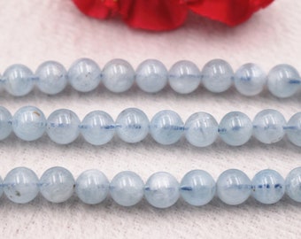 Natural AAA Aquamarine Beads,4mm 6mm 8mm 10mm 12mm 14mm Natural Aquamarine Smooth Round Beads,gemstone beads supply.15" strand