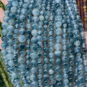 Blue Jade Smooth Round Beads,Candy Jade Beads 15&quot; per strand DIY Accessories 6mm 8mm 10mm