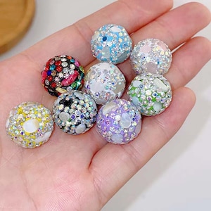 10pcs AB Rhinestone Bubblegum round Beads,Chunky Bead,shell Gumball Beads,Resin Beads Colors to choose from DIY Accessories 16mm