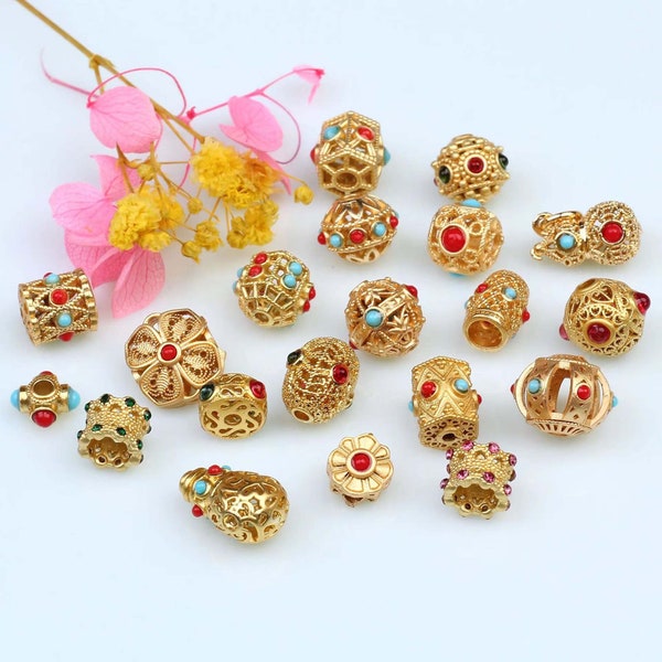 10pcs Choices of Nepali Brass Beads Charms Tibetan Beads  Ethnic Beads  Tribal Beads Nepal Beads Nepali