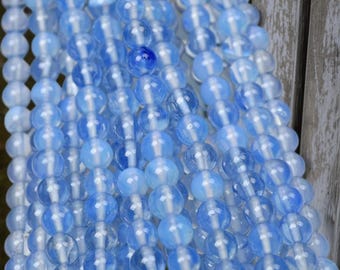 blue Opal Smooth Round Beads Opal Loose stone bead 15" strand DIY Accessories  6mm 8mm 10mm