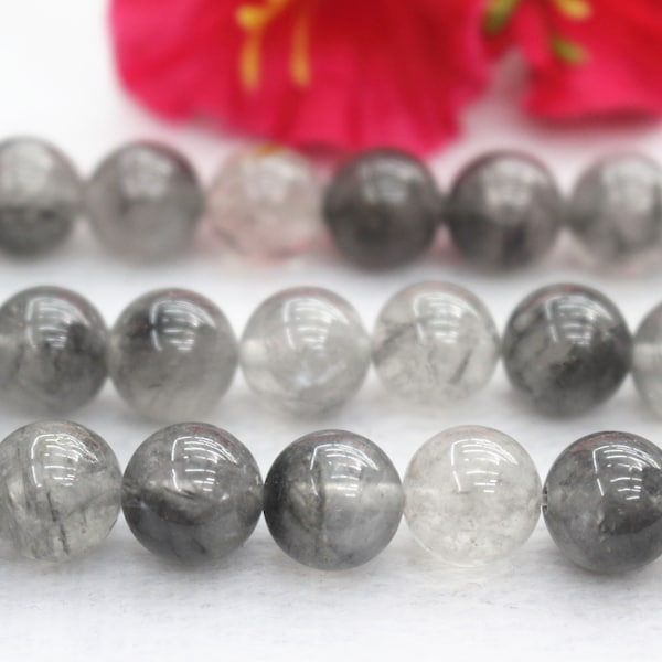 Natürlicher Bewölkter Quarz Runde Perlen,6mm 8mm 10mm 12mm Cloudy Quartz Perlen,Cloudy Crystal Beads Wholesale Supply.15" Strang