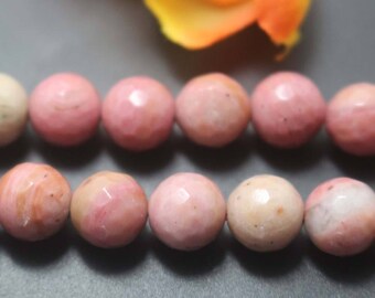 Natural 128 Faceted Pink Rhodonite Round Beads,Rhodochrosite Beads,Natural Beads supply.15" strand,4mm 6mm 8mm 10mm 12mm