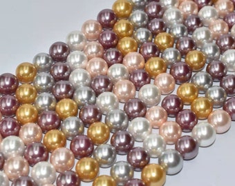 Perlas Blancas Sueltas Perforadas A La Mitad / Perlas De Concha Sueltas De 8 Mm, 10 Mm Y 12 Mm Para Hacer Joyas - España