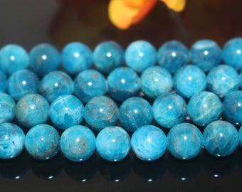 Natural AA Blue Apatite Round Beads,4mm 6mm 8mm 10mm 12mm Blue Apatite Beads Blue Apatite beads supply.15" strand