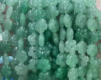 Natural Green Aventurine Petal Beads,Natural Aventurine Gemstone round beads,diy beads supply.15" strand 5x13mm