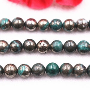Green Iron Pyrite Beads,4mm 6mm 8mm 10mm 12mm 14mm Iron Pyrite Smooth and Round Beads,Iron Pyrite Beads.15&quot; strand