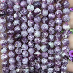 Natural Genuine Purple Lepidolite Smooth Round Beads,Natural Quartz Gemstone beads supply.15&quot; strand  DIY Accessories 6mm 8mm 10mm
