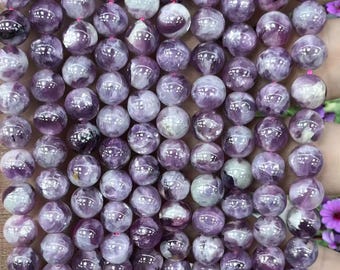 Natürliche echte lila Lepidolith glatte runde Perlen, natürliche Quarz Edelstein Perlen liefern.15 "Strang DIY Zubehör 6 mm 8 mm 10 mm
