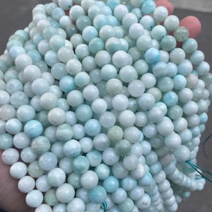 Natural AAA Larimar Smooth Round Beads Larimar Beads,Loose stone bead supply,15&quot; strand DIY Accessories 6mm 8mm 10mm