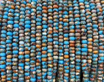 Blue Sea Sediment Jasper Rondelle Beads,Natural gemstone beads supply,15" strand DIY Handmade necklace,earrings 4x6mm