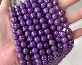 Natural AAA purple phosphosiderite Smooth Round Beads,4mm 6mm 8mm phosphosiderite Beads,Loose stone bead supply,15" strand