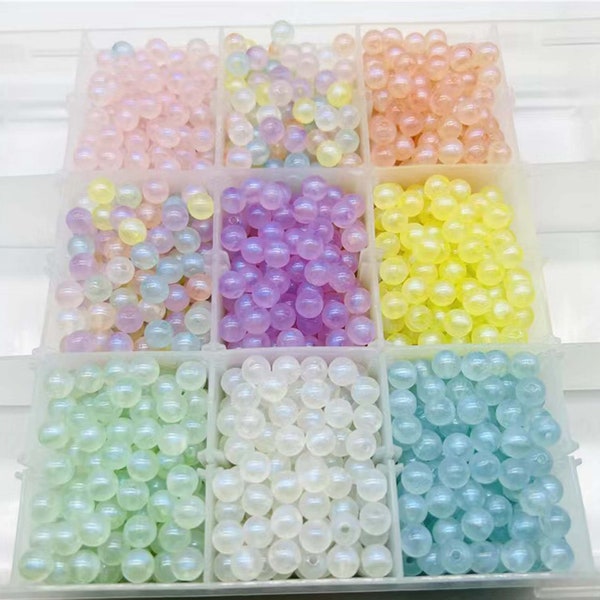 200pcs Starry Sky Mermaid Concubine Fine Sparkling Resin Round Beads 6-8mm multicolor Resin agate bead Colors to choose from DIY Accessories
