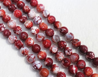 Natural 128 Faceted multicolor Fire Agate Round Beads,6mm 8mm 10mm 12mm red Fire Agate Beads,Fire Agate Beads supply 15" strand
