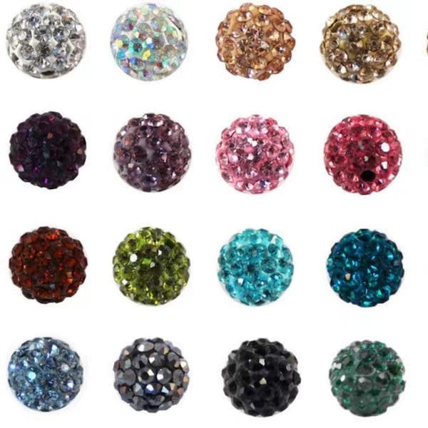 Rhinestone Bubblegum Beads, Beading Supplies,8mm 10mm Acrylic Beads in Bulk, Gumball Beads, Colors to choose from DIY Accessories 50pcs