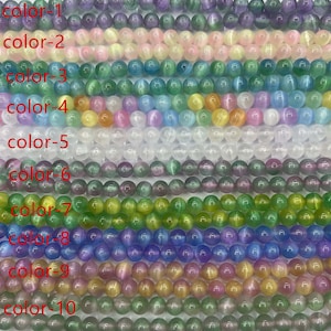 5A Natural Grade Gradient Cat Eye Real Selenite Loose Round Healing Stone Smooth Beads,Colors to choose from DIY Accessories 6-10mm