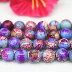 natural Galaxy Sea Sediment Imperial Jasper Gemstone Beads,6mm 8mm 10mm 12mm Purple Pink Jasper Beads,Beads wholesale supply,15&quot; strand