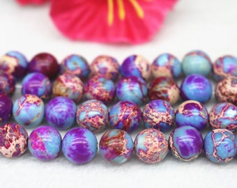 natural Galaxy Sea Sediment Imperial Jasper Gemstone Beads,6mm 8mm 10mm 12mm Purple Pink Jasper Beads,Beads wholesale supply,15" strand