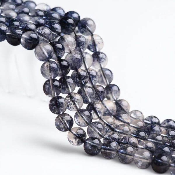 black Phantom Quartz smooth round Beads,6mm 8mm 10mm 12mm Phantom Quartz gemstone Beads 15" strand DIY Accessories