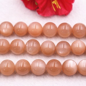 Natural AAAA Moonstone Beads,6mm 8mm 10mm 12mm orange Moonstone Smooth and round shape Beads.15&quot; strand