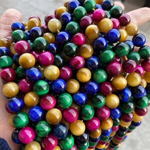 Natürliche AAA multicolor Tigerauge Glatte runde Perlen Farben zur Auswahl Großhandel Versorgung, 15 &quot;Strang DIY Zubehör 4-12 mm