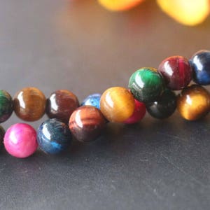 Dyed Multicolor Tigereye Gemstone Round Beads,6mm 8mm 10mm Tigereye  beads,Gemstone Beads supply,15&quot; strand,