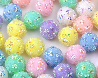 16mm Rhinestone Sugar Bubblegum Beads,16mm Bubble Gum Beads, 16mm Chunky Beads Resin Beads in Bulk for Pen Colors to choose from