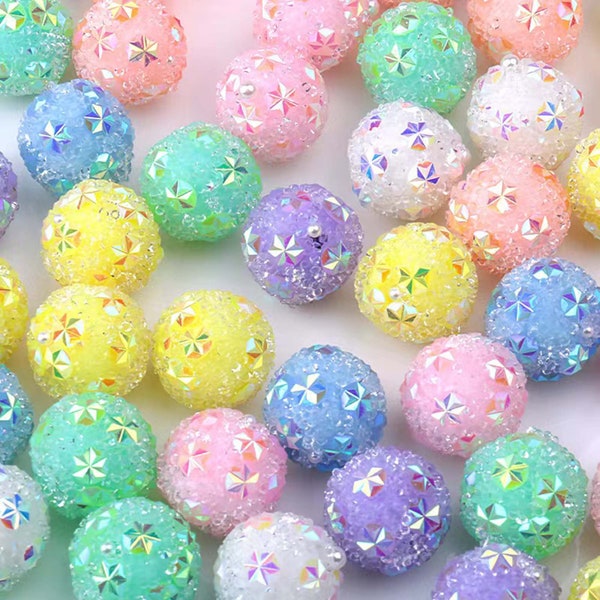 16mm Rhinestone Sugar Bubblegum Beads,16mm Bubble Gum Beads, 16mm Chunky Beads Resin Beads in Bulk for Pen Colors to choose from