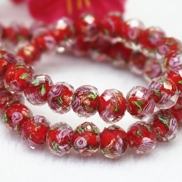 Glass Flower Beads Etsy