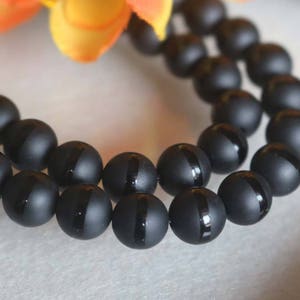 Matte Black beads,Matte Round Black Onyx Beads, Frosted Beads,8mm 10mm Matte Black Onyx beads supply.15&quot; strand