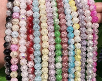 Contas redondas de quartzo cristal de rocha de neve, 6 mm-10 mm Cores à escolha Fornecimento de contas Fio de 15" Acessórios DIY