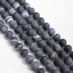 Natural Matte black Striped Agate Round Beads,6mm 8mm 10mm 12mm Striped Agate Beads,Agate Beads supply,15&quot; strand