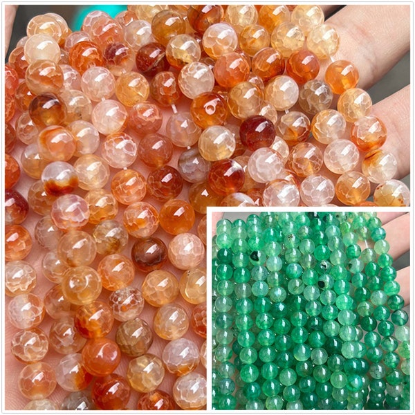 Natural red Fire Agate Round Beads,6mm 8mm 10mm green Fire Agate Beads Loose stone bead supply 15" strand DIY Accessories