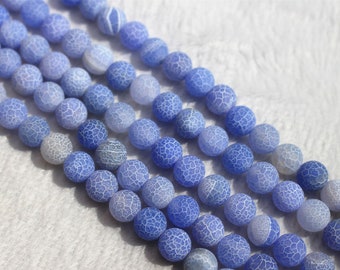 Natual Matte blue weathered agate Round Beads,6mm 8mm 10mm 12mm Fire Agate Beads, agate Beads supply,15" strand
