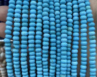 Natural Turquoise Rondelle Beads,Blue Turquoise Beads Natural Blue stone beads supply,15" strand DIY Accessories 4x6mm