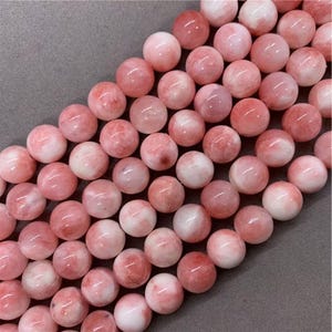 Pink/White Jade smooth round Beads,4mm 6mm 8mm 10mm 12mm Persian Jade Beads 15" per strand DIY Accessories