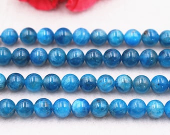 Natural AAAA Blue Apatite Round Beads,4mm 6mm 8mm 10mm 12mm Blue Apatite Beads Blue Apatite beads supply.15" strand