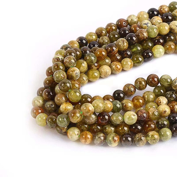 Natural AA green garne Smooth Round Beads,Loose stone beads wholesale supply,15"strand DIY Accessories 4mm 6mm 8mm 10mm 12mm