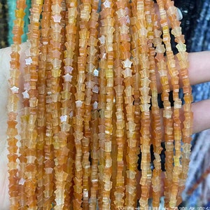 Natural red Aventurine Pentagram shape Beads,4mm red Aventurine beads,Gemstone Beads supply,15&quot; strand