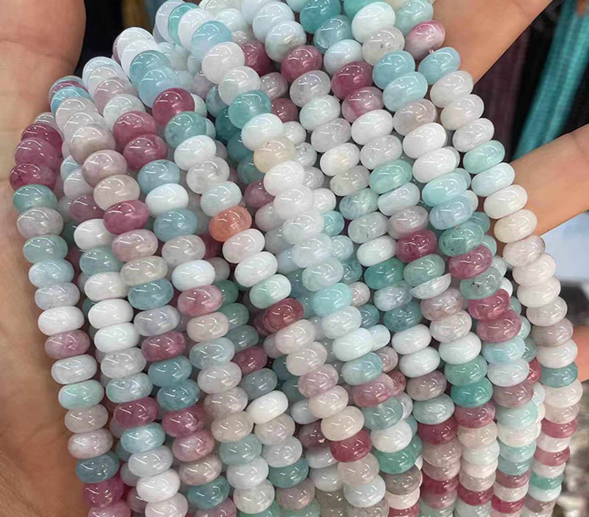 Perline Di Pietra Preziosa Sfaccettata Rotonda Di Rodonite Da 4 Mm, Filo Completo Da 16" Di Pietre Naturali / NSF4-15 - Italia - Foto 7