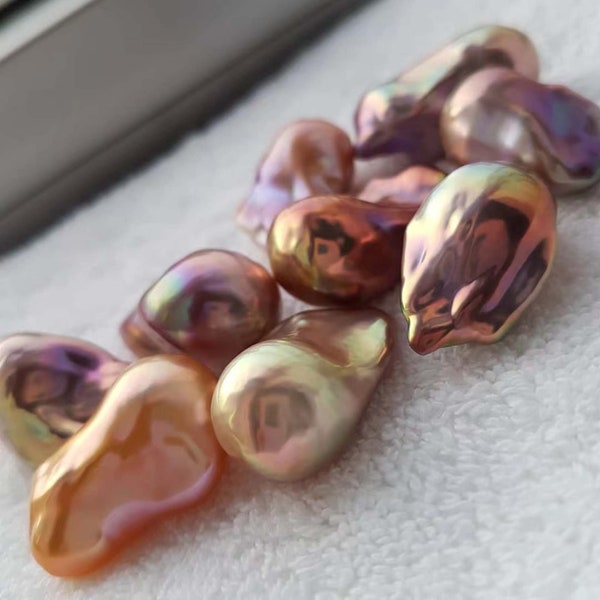 2pcs Natural AAAAA  Nugget purple Baroque pearl Beads,Bright light Baroque pearl pendant Beads Handmade necklace earring accessories 15-18mm