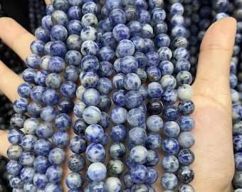 Blue Spot Jaspis Glatte runde Perlen Natürliche Edelstein 15 "Strang DIY Zubehör 4 mm 6 mm 8 mm 10 mm