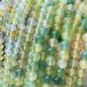 Natural Apple Green agate smooth round Beads,Natural Gemstone Beads 15&quot; strand DIY Accessories 4mm 6mm 8mm 10mm