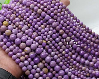 Natural A purple phosphosiderite Smooth Round Beads,4mm 6mm 8mm phosphosiderite Beads,Loose stone bead supply,15" strand