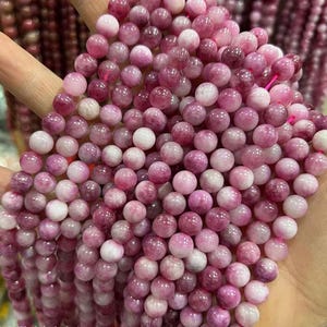 Plum tourmaline Smooth Round Beads 15&quot; strand tourmaline DIY jewelry beads 6MM 8MM 10MM
