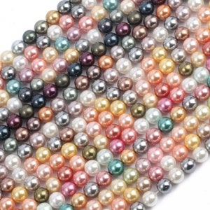 South Mixed color Sea Shell Pearls Round Beads,pink,green,red,blue,black Sea Shell Pearls Beads,supply 15&quot;strand 6mm,8mm,10mm,12mm