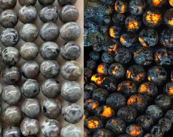 Natural flame stone Smooth Round Beads 15" strand flame stone DIY jewelry beads 4MM 6MM 8MM 10MM 12MM