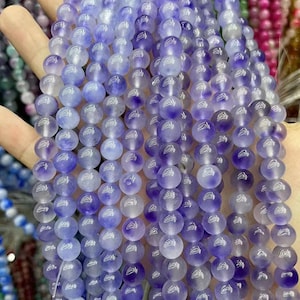 Purple Jade Smooth Round Beads,Mountain Jade beads,Persian Jade Beads,8mm Beads,Candy Jade Beads 15&quot; per strand DIY Accessories