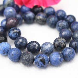 Natural 128 Faceted Dumortierite Smooth Round Beads,blue Dumortierite Beads wholesale supply.15&quot; strand,6mm 8mm 10mm 12mm