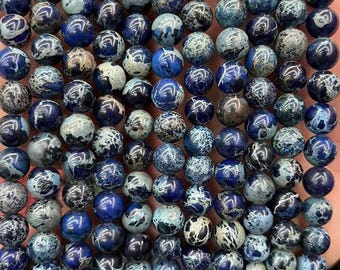 Natural Sea Sediment Jasper Beads,4mm 6mm 8mm 10mm Blue Sea Sediment Jasper Beads,Gemstone Beads supply 15" strand DIY Accessories